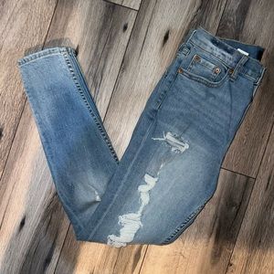 Aeropostale Ripped Jeans- Size 6 Mid Wash High Rise